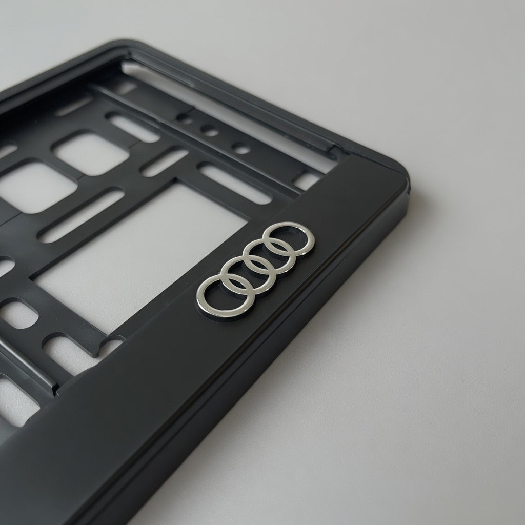 Portamatrículas Audi S Line | A3, A4, A6, Q3, Q5 | Logo S Line y Letras 3D Cromadas