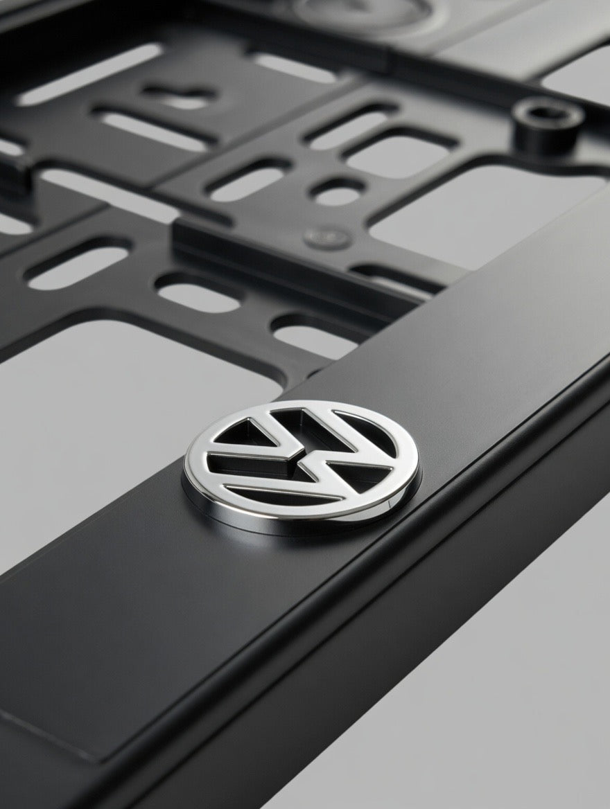 Portamatrículas Volkswagen | Golf, Polo, Tiguan, Passat, T-Roc | Logo y Letras 3D Cromadas