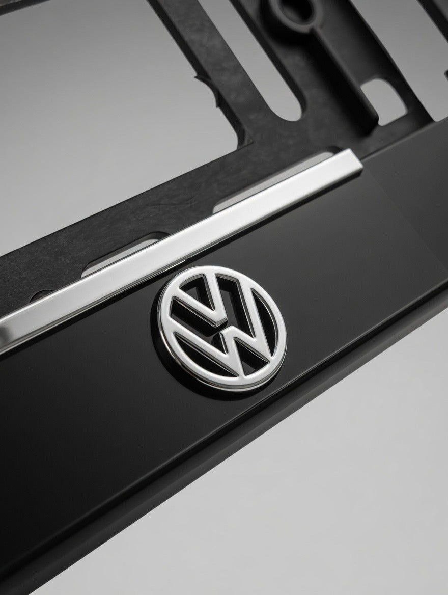 Portamatrículas Volkswagen R Line | Golf, Polo, Tiguan, T-Roc | Logo R Line y Letras 3D Cromadas