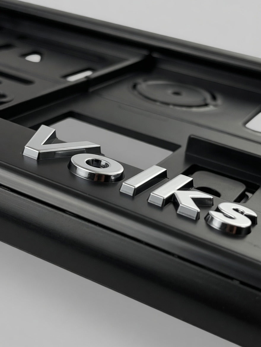 Portamatrículas Volkswagen | Golf, Polo, Tiguan, Passat, T-Roc | Logo y Letras 3D Cromadas