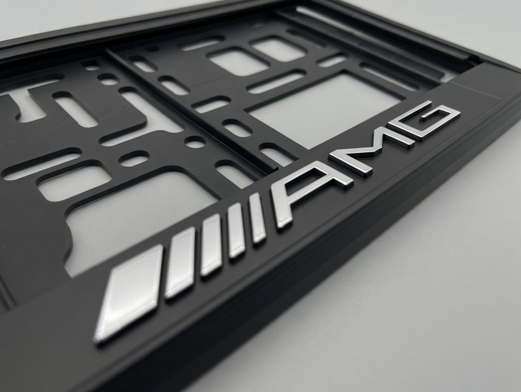 Portamatrículas Mercedes Benz AMG | Clase A, C, E, GLC, GLA, CLA | Logo y Letras 3D Cromadas