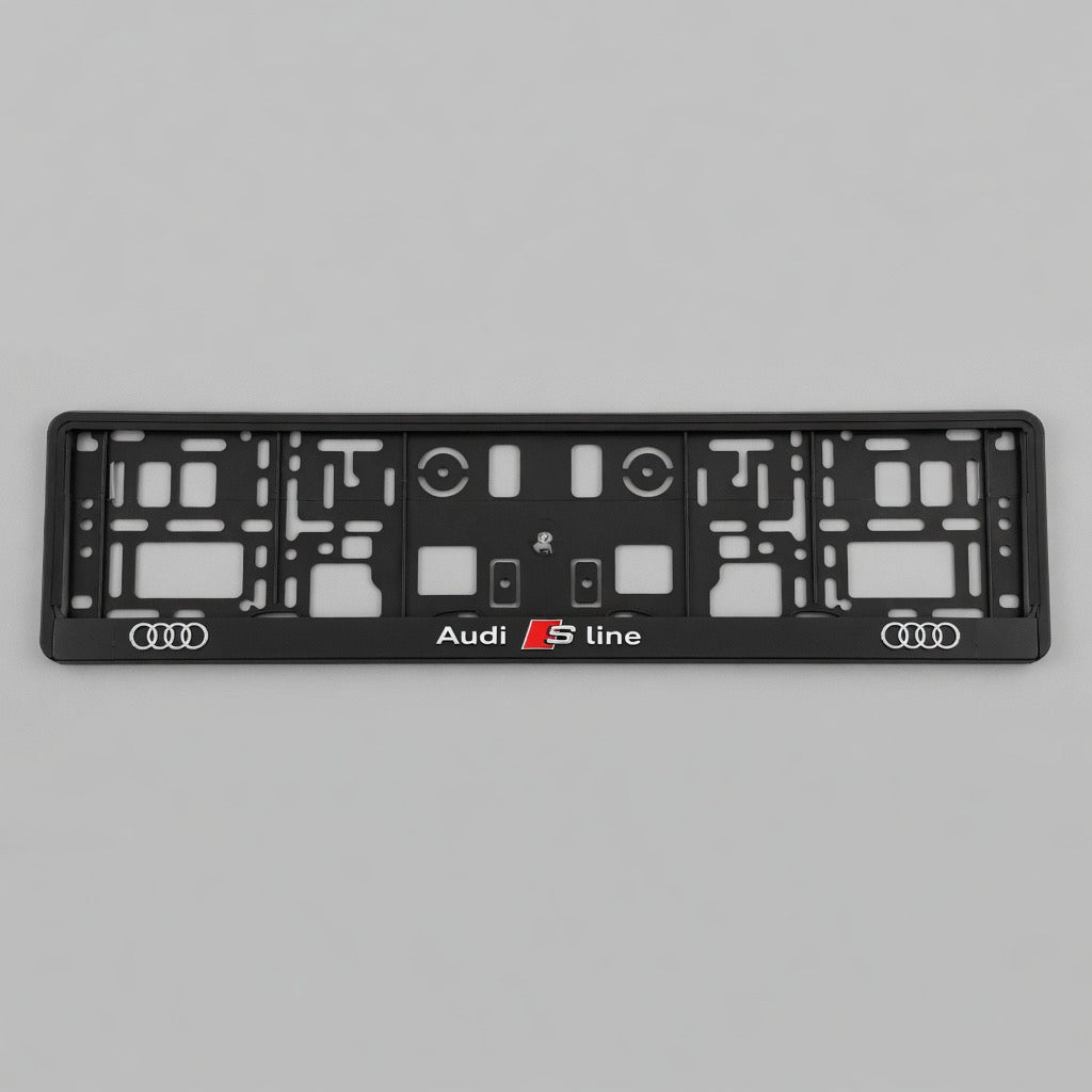 Portamatrículas Audi S Line | A3, A4, A6, Q3, Q5 | Logo S Line y Letras 3D Cromadas
