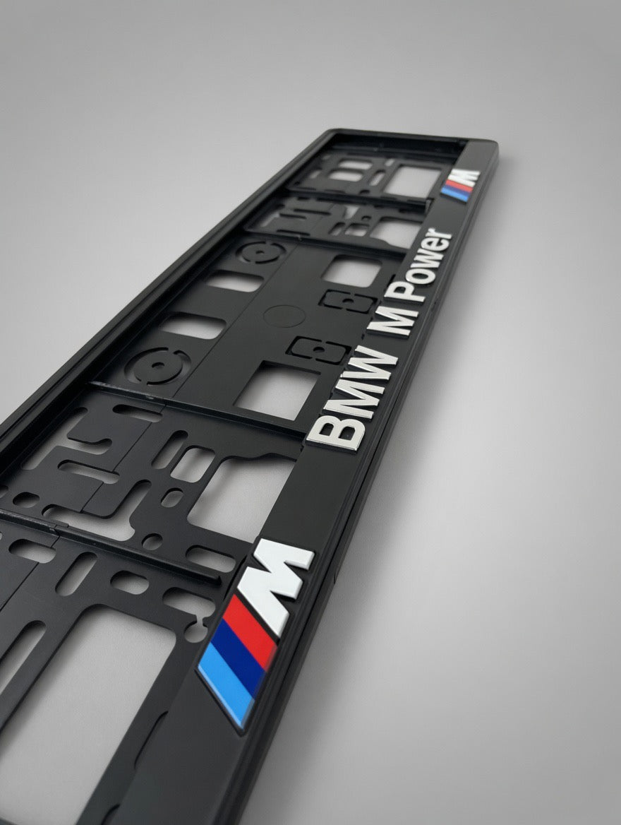 Portamatrículas BMW M Power | Serie 1, 3, 5, X3, X5 | Logo M a Color y Letras 3D Cromadas