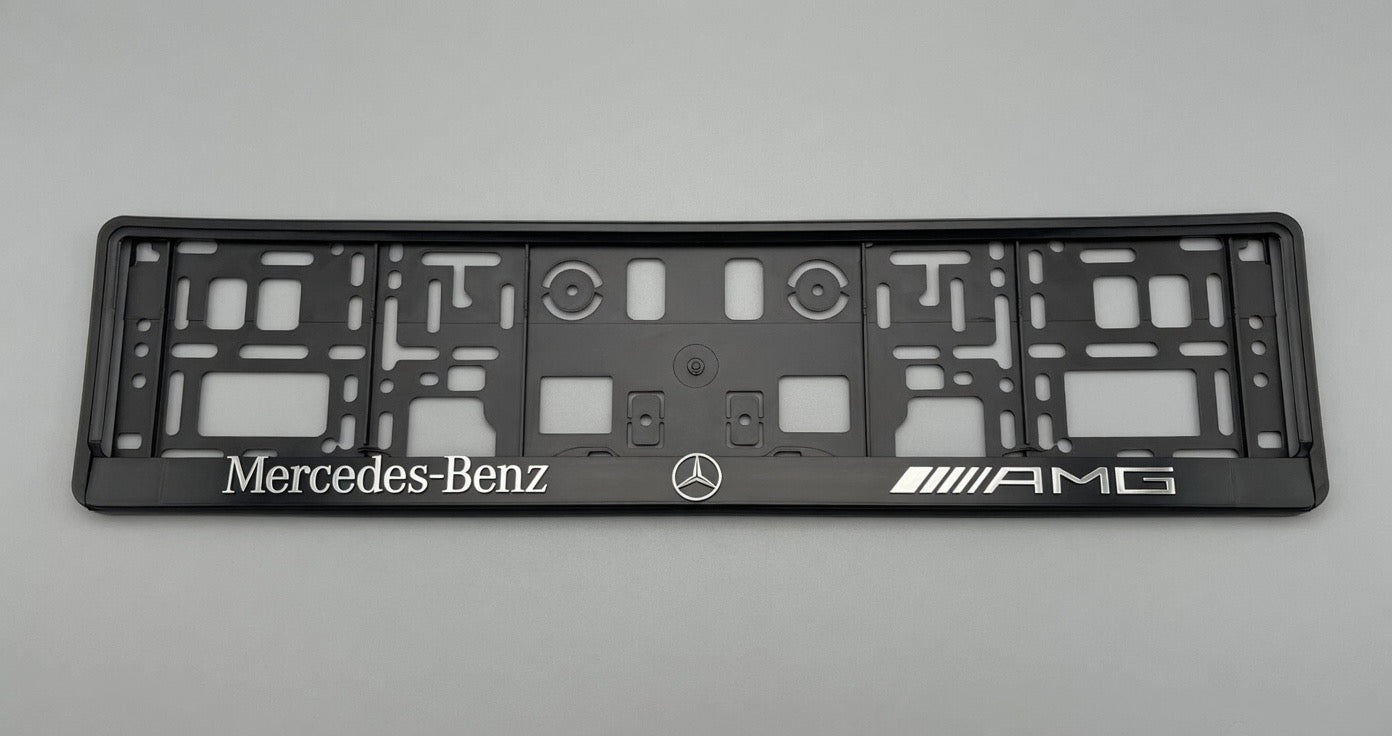 Portamatrículas Mercedes Benz AMG | Clase A, C, E, GLC, GLA, CLA | Logo y Letras 3D Cromadas