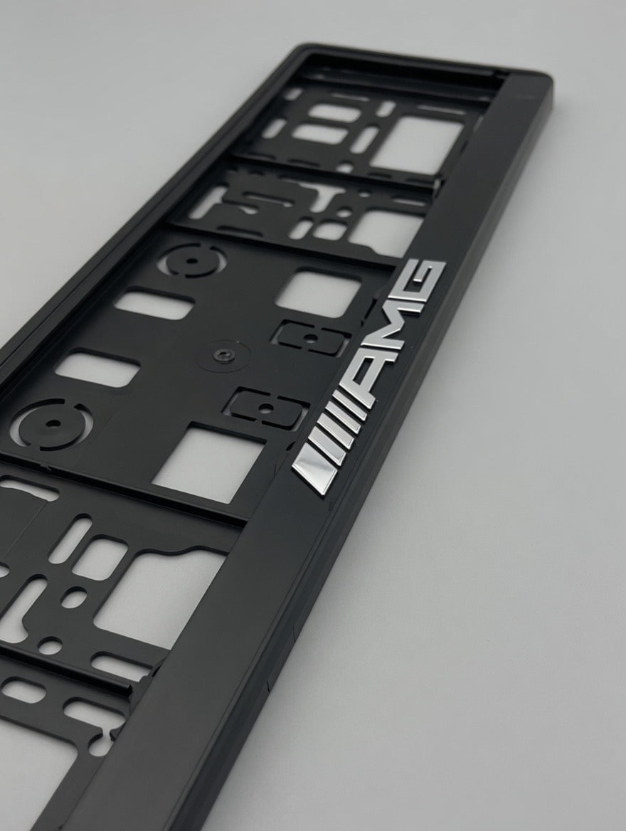 Portamatrículas  AMG | Clase A, C, E, GLC, GLA, CLA | Logo y Letras 3D Cromadas
