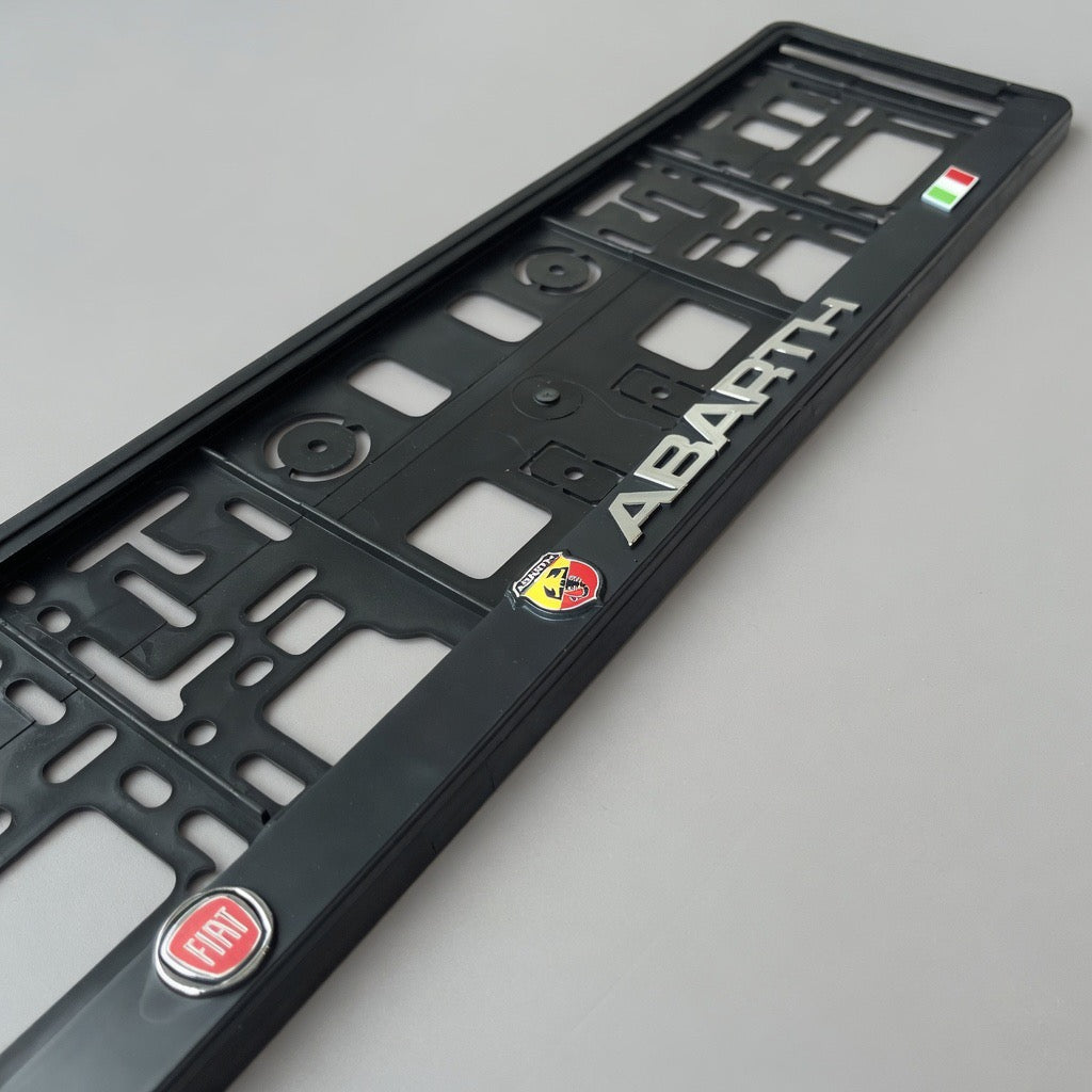 Portamatrículas Abarth | 500, 595, 695, Punto | Logo Escorpión y Letras 3D Cromadas