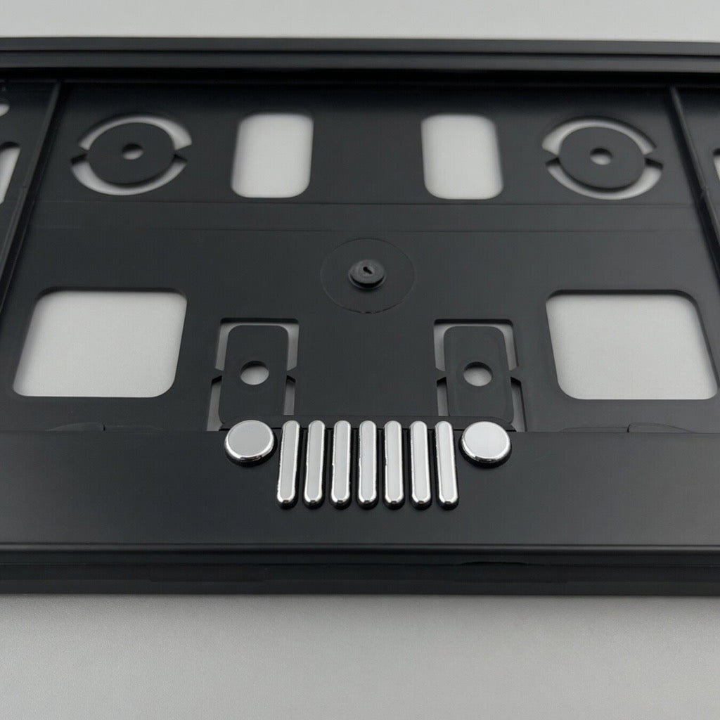 Portamatrículas Jeep | Wrangler, Cherokee, Renegade, Compass | Logo y Letras 3D Cromadas