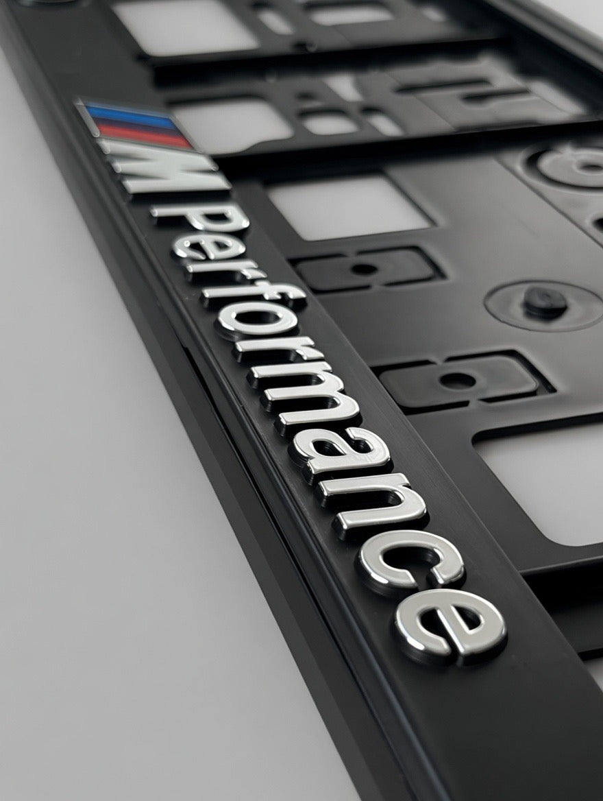 BMW M Performance License Plate Holder | 1, 3, 5 Series, X3, X5 | Color M Logo and Chrome 3D Letters