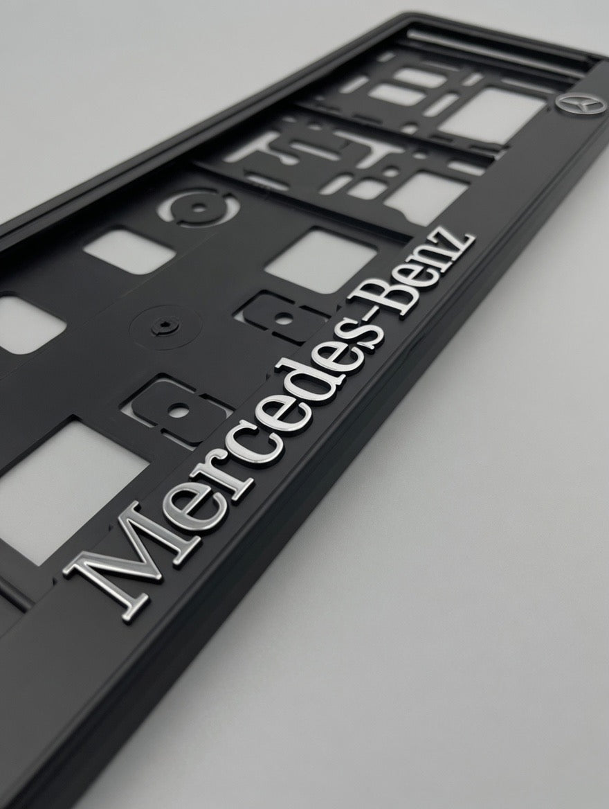 Portamatrículas Mercedes Benz Clase A, C, E, GLC , GLA , CLA  | Logo y Letras 3D Cromadas