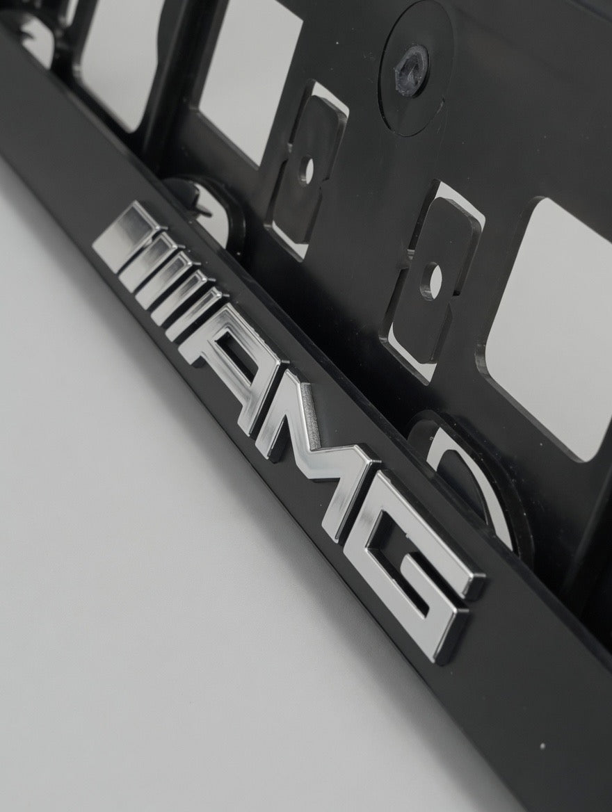 Portamatrículas  AMG | Clase A, C, E, GLC, GLA, CLA | Logo y Letras 3D Cromadas