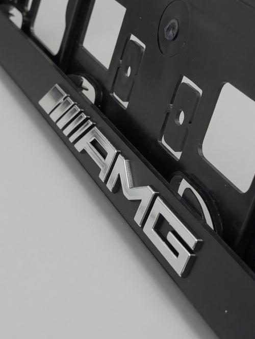 Portamatrículas  AMG | Clase A, C, E, GLC, GLA, CLA | Logo y Letras 3D Cromadas