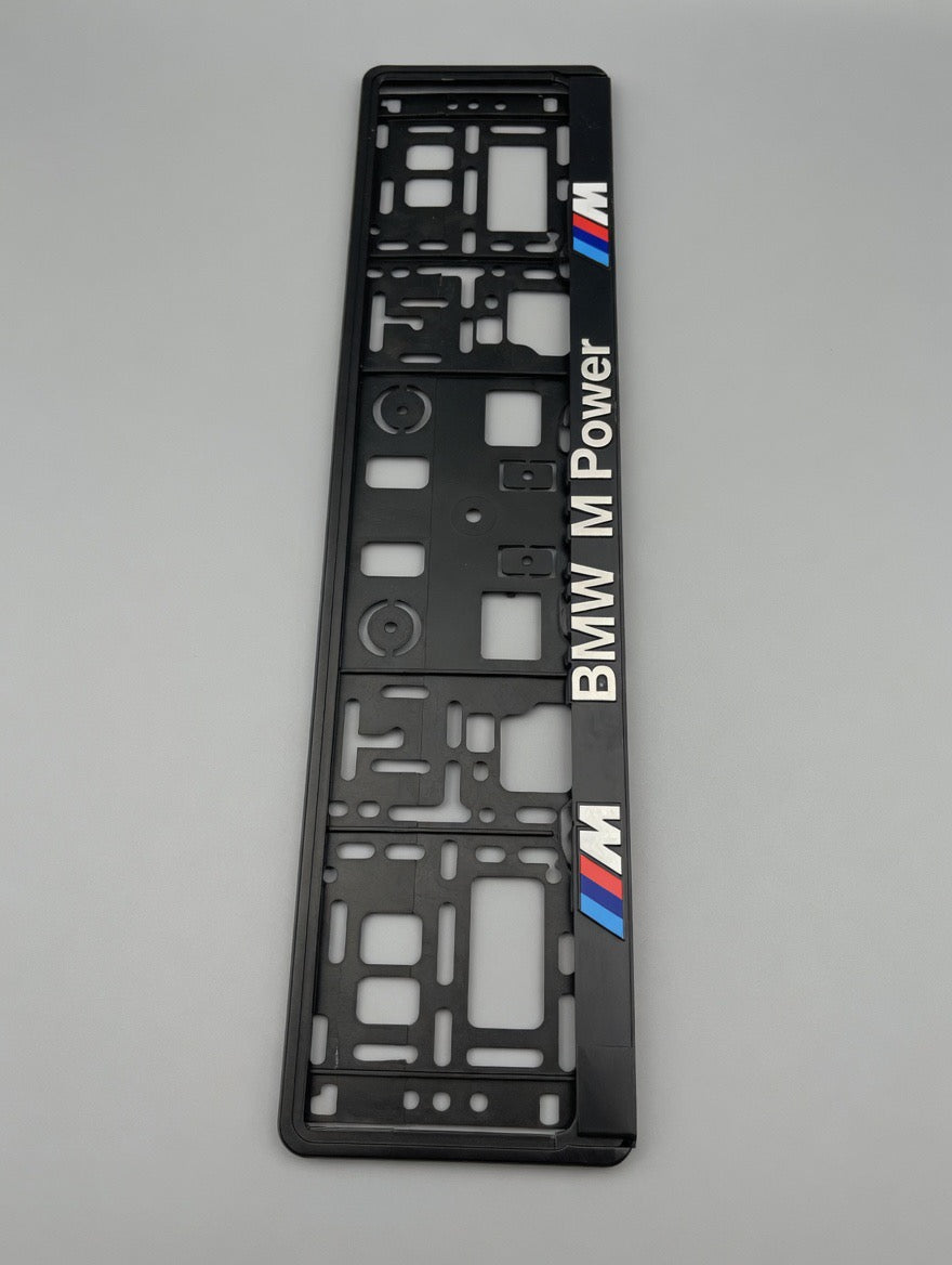 Portamatrículas BMW M Power | Serie 1, 3, 5, X3, X5 | Logo M a Color y Letras 3D Cromadas