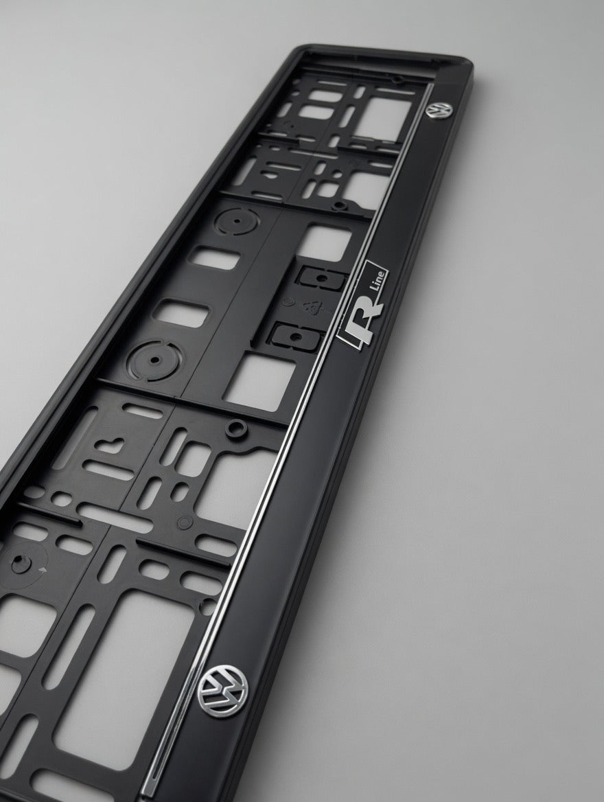 Portamatrículas Volkswagen R Line | Golf, Polo, Tiguan, T-Roc | Logo R Line y Letras 3D Cromadas