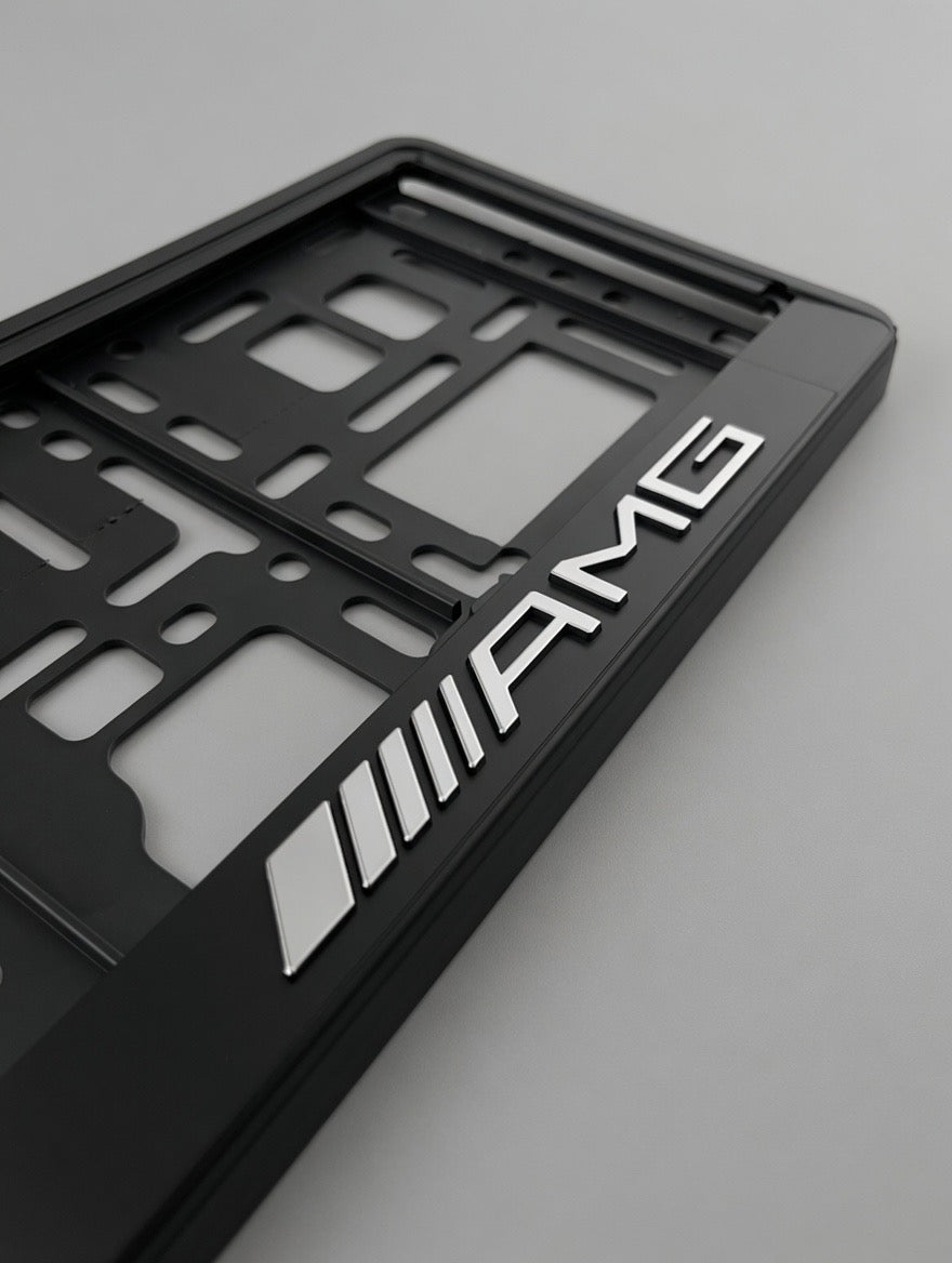 Portamatrículas Mercedes Benz AMG | Clase A, C, E, GLC, GLA, CLA | Logo y Letras 3D Cromadas