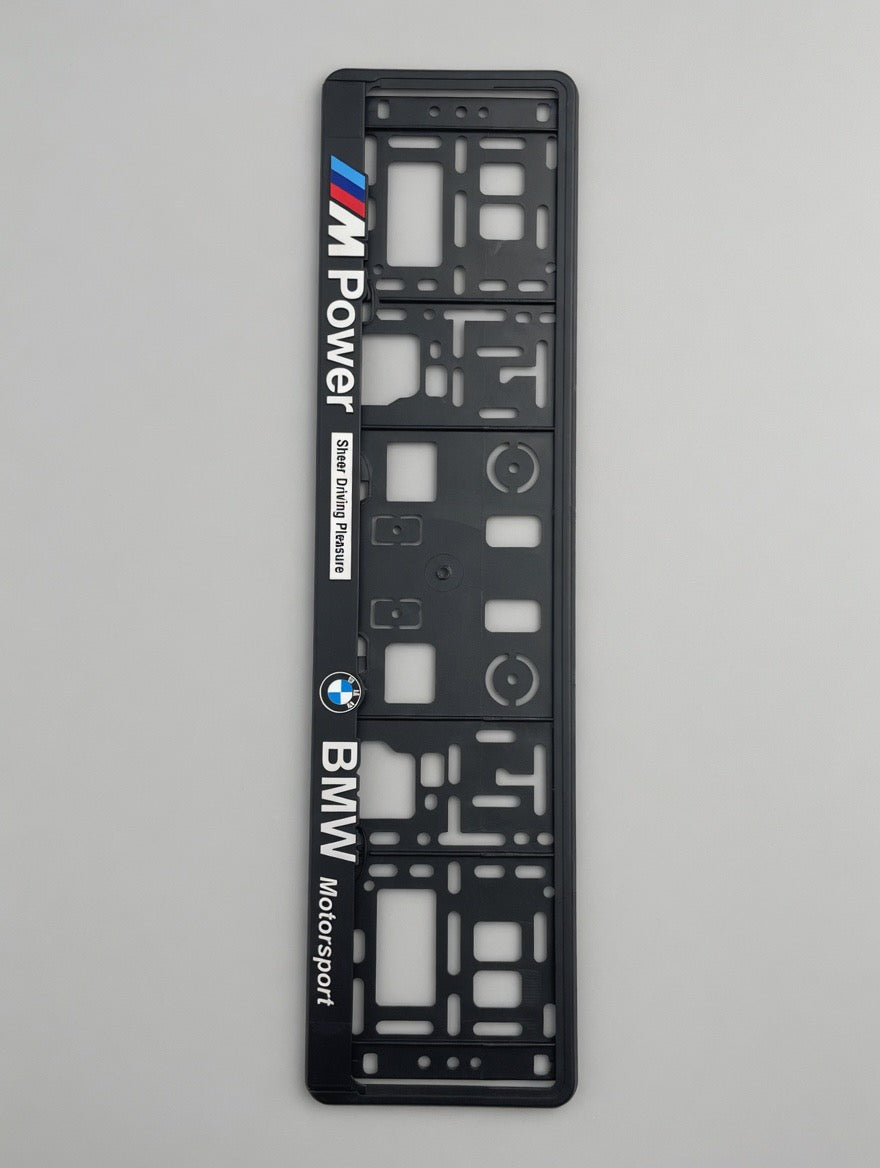 Portamatrículas BMW M Motorsport | Serie 1, 3, 5, X3, X5 | Logo M a Color y Letras 3D Cromadas