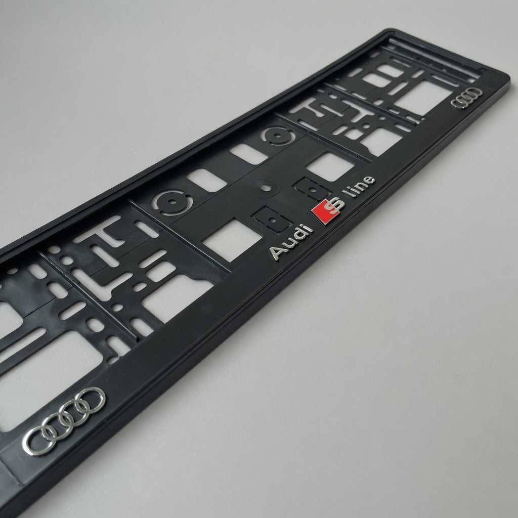 Portamatrículas Audi S Line | A3, A4, A6, Q3, Q5 | Logo S Line y Letras 3D Cromadas