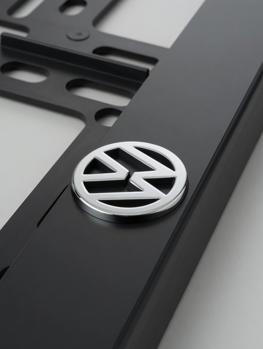 Portamatrículas Volkswagen | Golf, Polo, Tiguan, Passat, T-Roc | Logo y Letras 3D Cromadas