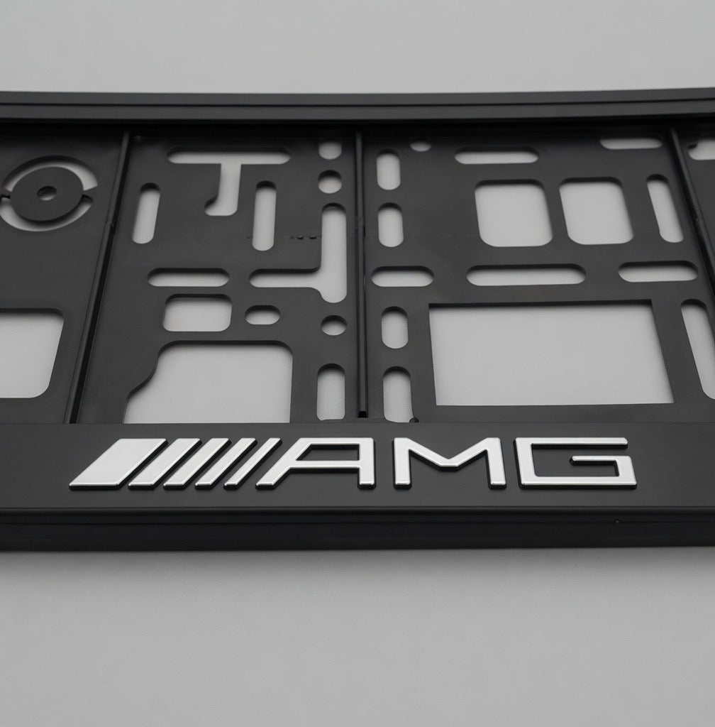 Portamatrículas Mercedes Benz AMG | Clase A, C, E, GLC, GLA, CLA | Logo y Letras 3D Cromadas
