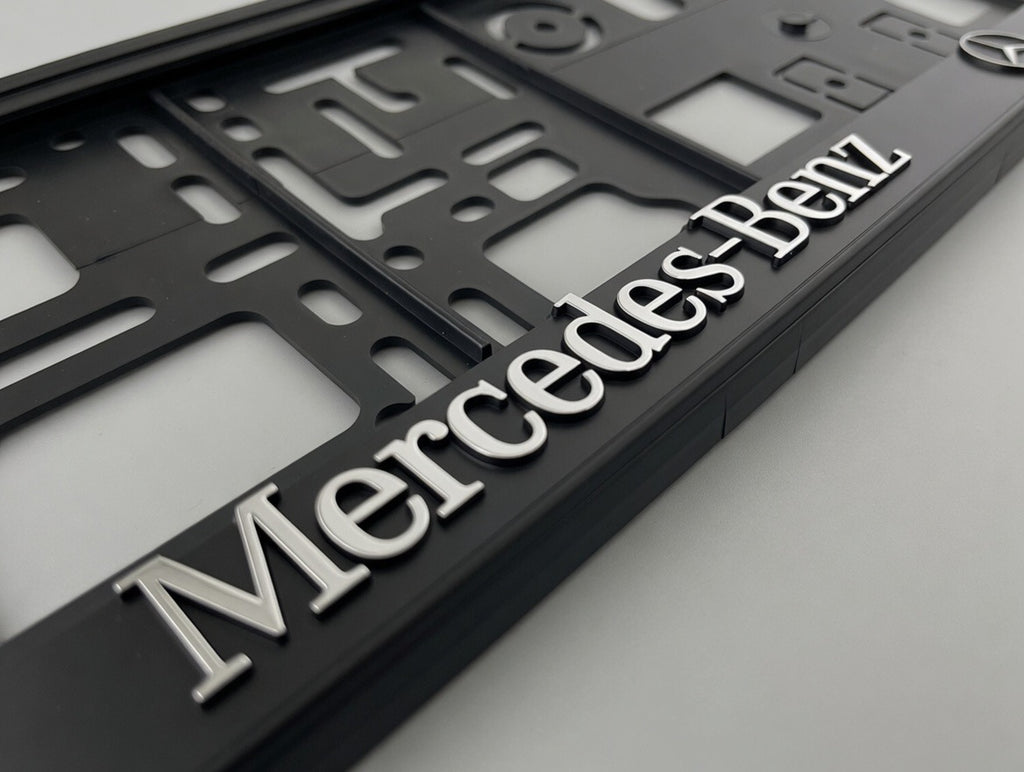 Portamatrículas Mercedes Benz AMG | Clase A, C, E, GLC, GLA, CLA | Logo y Letras 3D Cromadas