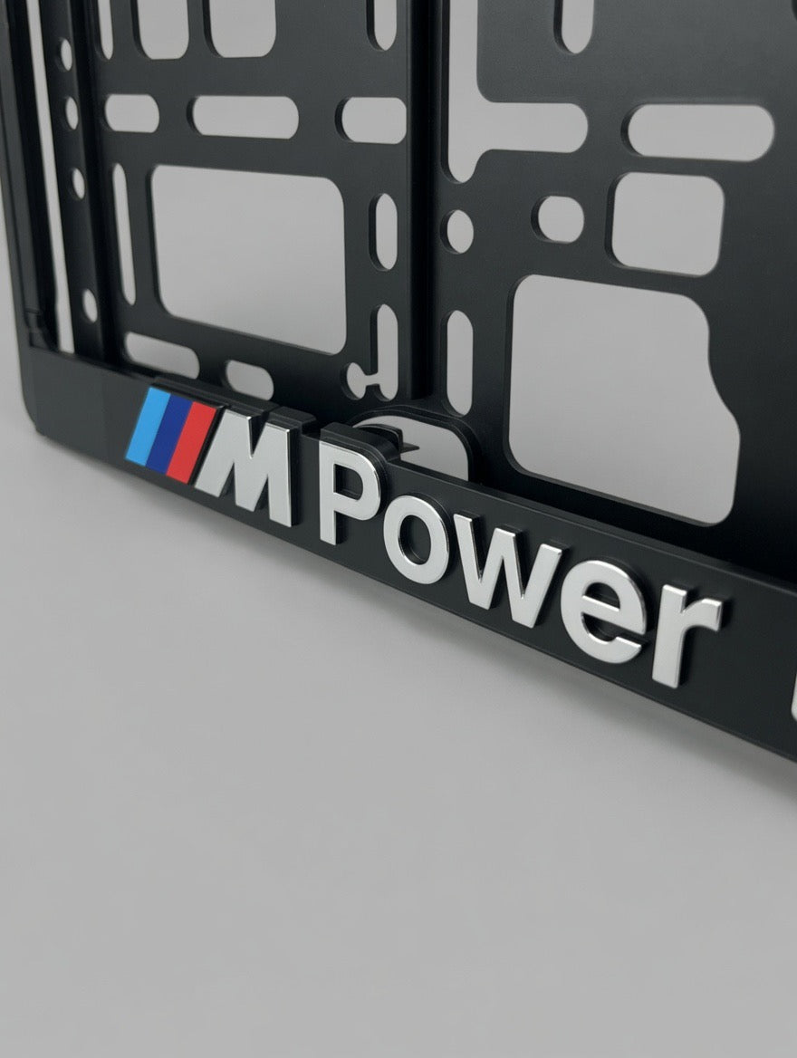 Portamatrículas BMW M Motorsport | Serie 1, 3, 5, X3, X5 | Logo M a Color y Letras 3D Cromadas
