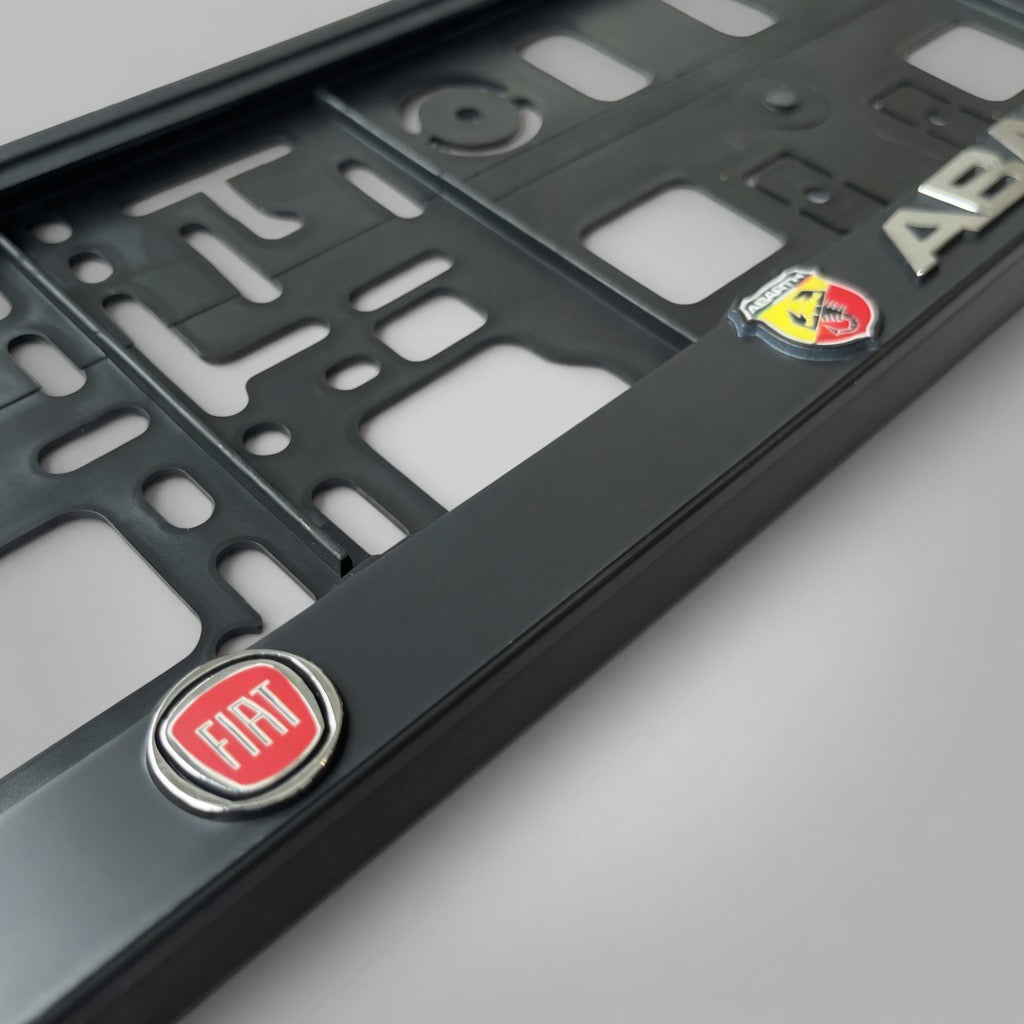 Portamatrículas Abarth | 500, 595, 695, Punto | Logo Escorpión y Letras 3D Cromadas
