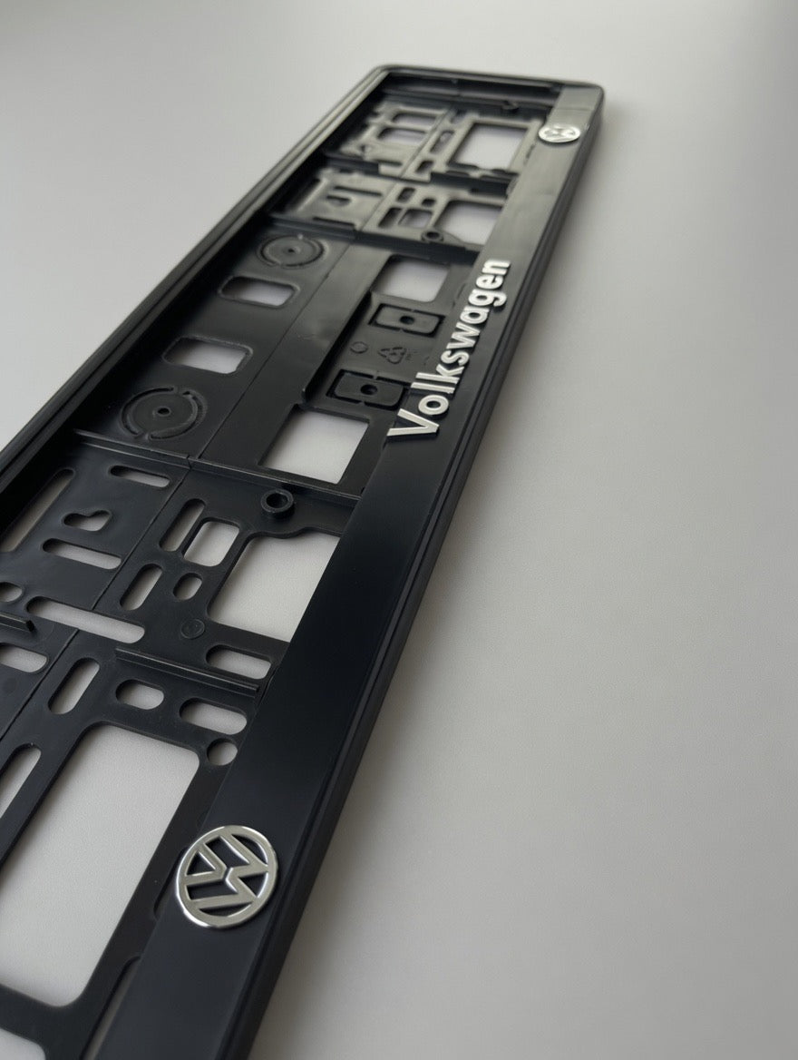 Portamatrículas Volkswagen | Golf, Polo, Tiguan, Passat, T-Roc | Logo y Letras 3D Cromadas