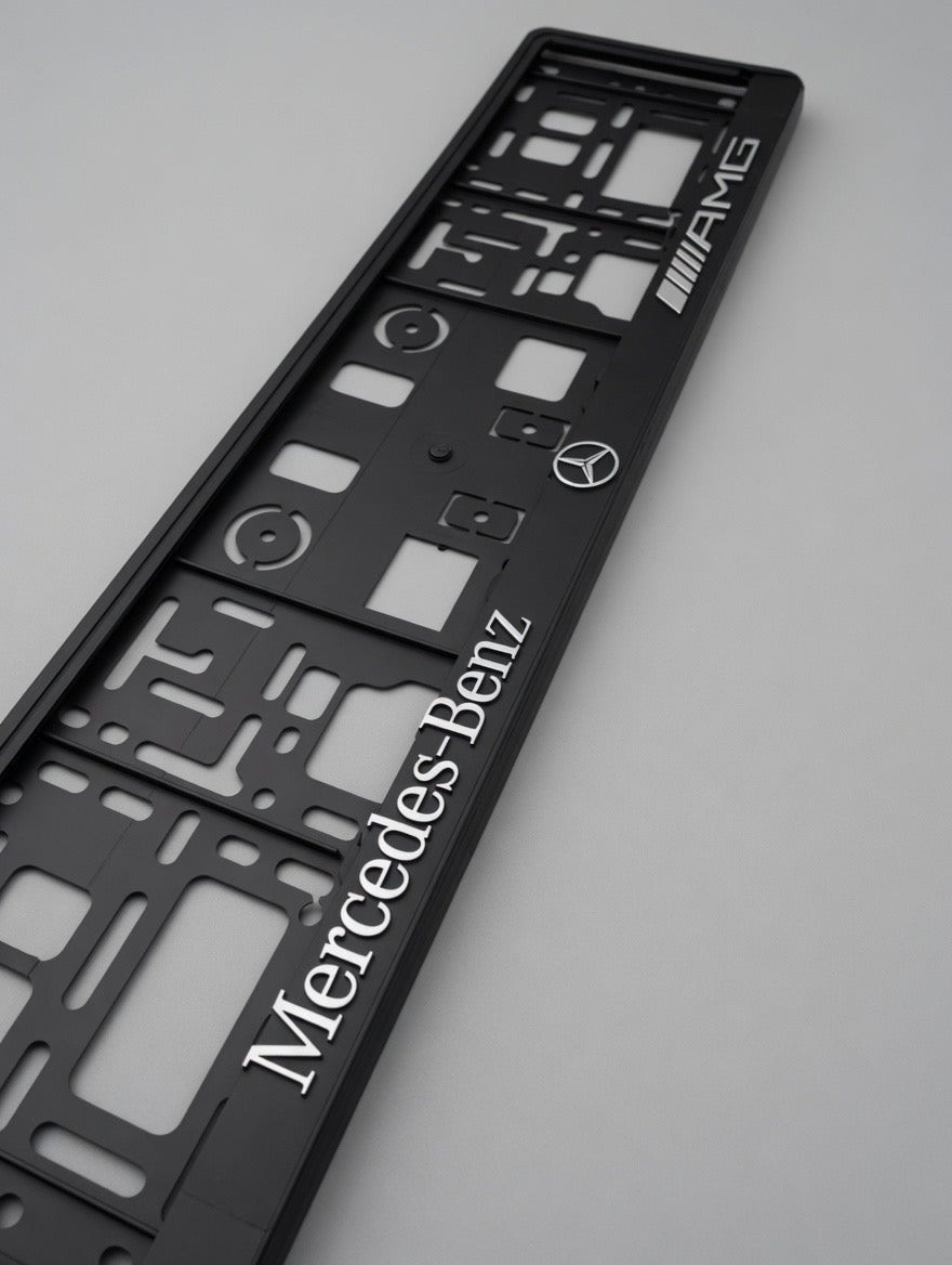 Portamatrículas Mercedes Benz AMG | Clase A, C, E, GLC, GLA, CLA | Logo y Letras 3D Cromadas