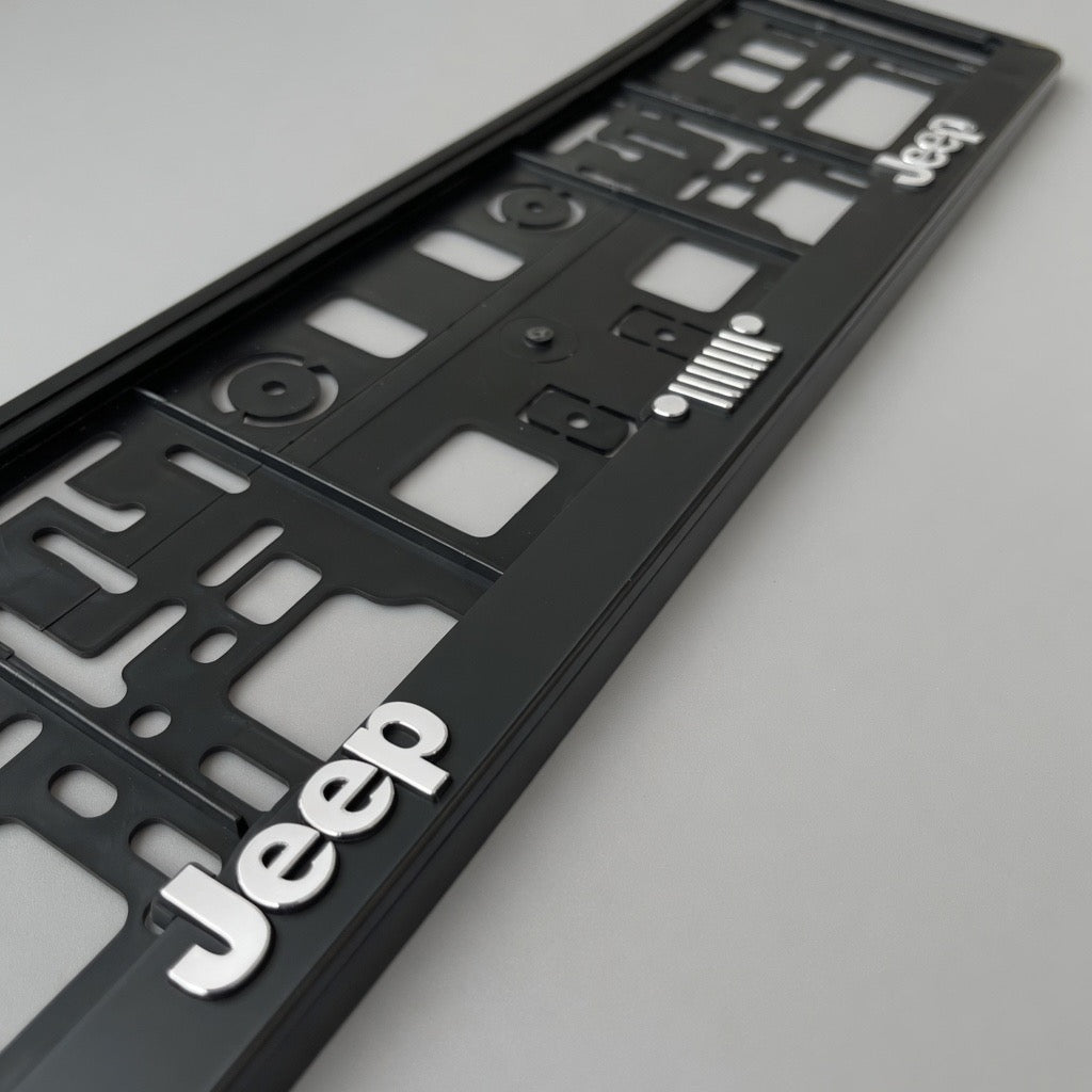 Portamatrículas Jeep | Wrangler, Cherokee, Renegade, Compass | Logo y Letras 3D Cromadas